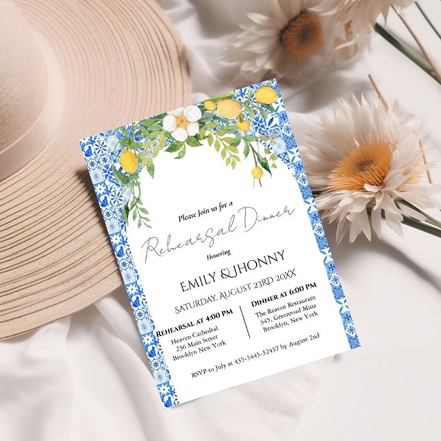 Lemon Blue Mediterranean Italienische Probe Abende Einladung (Von Creator hochgeladen)