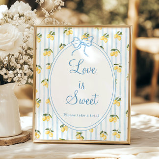 Lemon Blue Stripe Italienische Liebe ist süß Poster