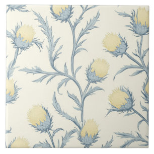 Lemon Blue Thistle Blume Muster Fliese