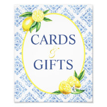 Lemon Blue Tile Brautparty Karten und Geschenke Ze