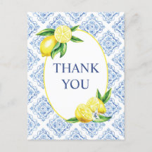 Lemon Blue Tile Italienisch Danke Postcard