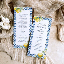 Lemon Blue Tile Mediterranean Wedding Programm