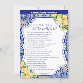Lemon Blue Tiles Baby Shower - Bearbeitbarer Name, Einladung