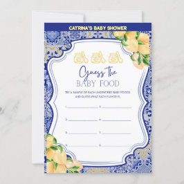 Lemon Blue Tiles Baby Shower - Bearbeitbarer Name, Einladung