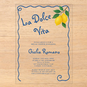 Lemon Blue Whimy Frame La Dolce Vita Brautparty Acryleinladungen