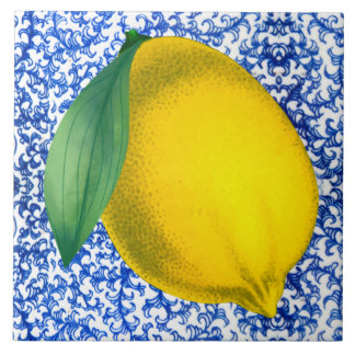 Lemon Blue White Porcelain Muster Fliese