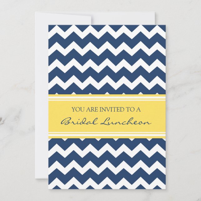 Lemon Blue Zickzack Bridal Lunch Einladungskarten (Vorderseite)