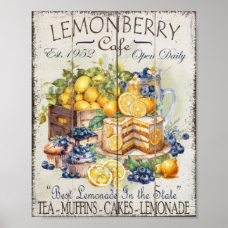 Lemon Blueberry Desserts Bauernhof Küche Poster