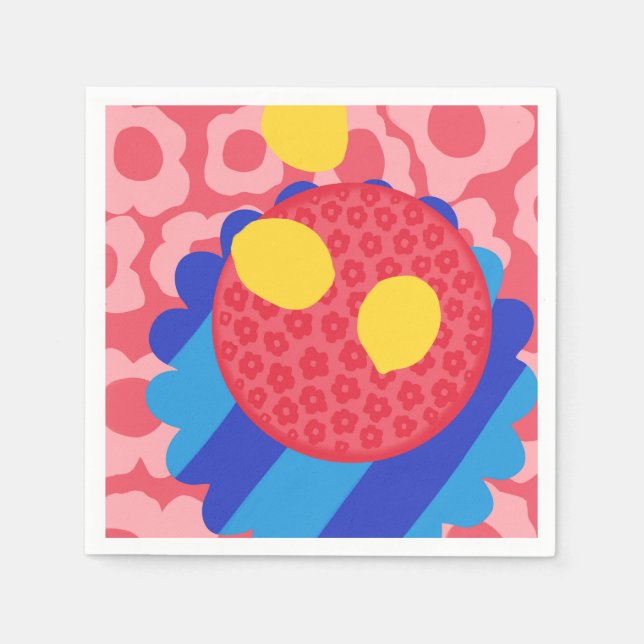 Lemon Blume Plate Serviette (Vorderseite)