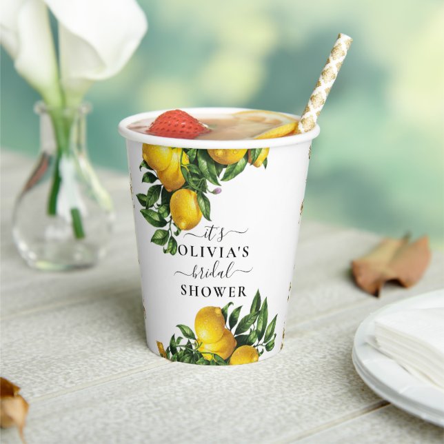 Lemon Boho Brautparty Paper Cups Pappbecher (In Situ)