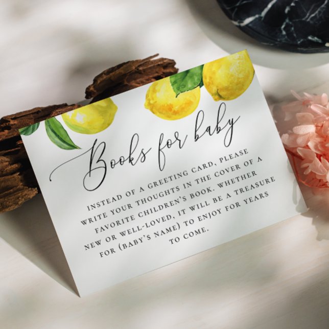 Lemon Books for Baby. Citrus Botanical Baby Dusche Begleitkarte (Von Creator hochgeladen)