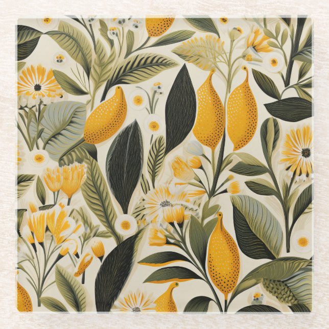 Lemon Botanical Grove Glasuntersetzer (Vorderseite)