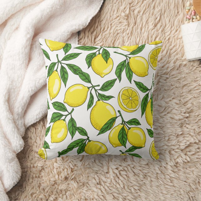 Lemon Botanical Seamless - Hand gezogen Kissen (Decke)