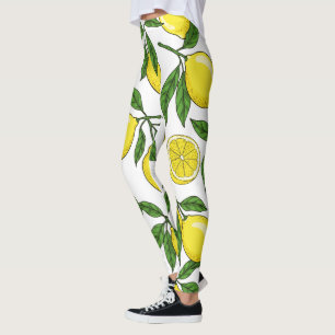 Lemon Botanical Seamless - Hand gezogen Leggings