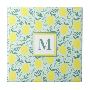Lemon botanische Monogramm-Keramik Fliese