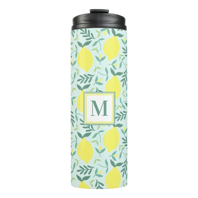 Lemon botanische Monogramm-Muster thermische Tumbl Thermosbecher (Vorderseite)