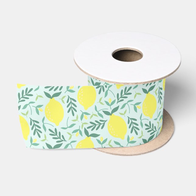 Lemon botanische Muster Satin Band Satinband (Spule)