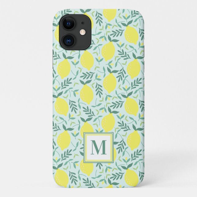 Lemon botanisches Monogramm Muster Case-Mate iPhon Case-Mate iPhone Hülle (Rückseite)