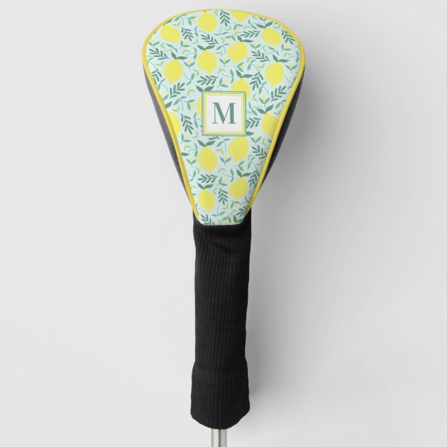 Lemon-botanisches Monogramm-Muster Golf Headcover (Vorderseite)