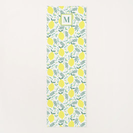 Lemon-botanisches Monogramm-Muster Yogamatte