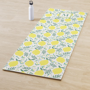 Lemon-botanisches Monogramm-Muster Yogamatte