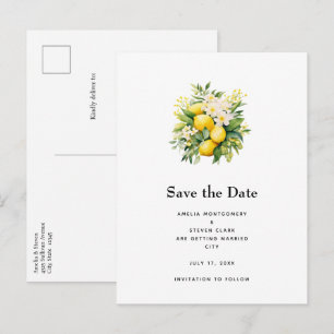 Lemon Bouquet mit einer Hochzeit mit weißen Blüten Ankündigungspostkarte
