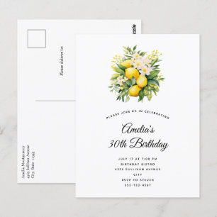 Lemon Bouquet mit weißen Blüten Geburtstag Postkarte