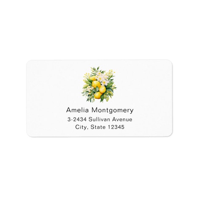 Lemon Bouquet with White Blossoms Address Adressaufkleber (Vorne)