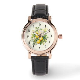 Lemon Bouquet with White Blossoms Armbanduhr