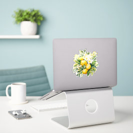 Lemon Bouquet with White Blossoms Aufkleber