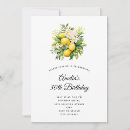 Lemon Bouquet with White Blossoms Birthday Einladung
