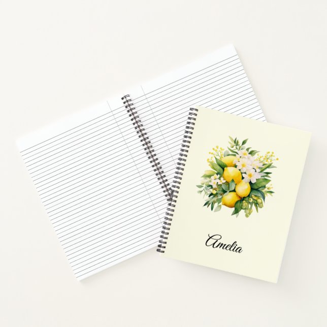 Lemon Bouquet with White Blossoms Notizbuch (Innenseite)