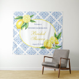 Lemon Brautparty Blue Tile Italienischer Hintergru Wandteppich