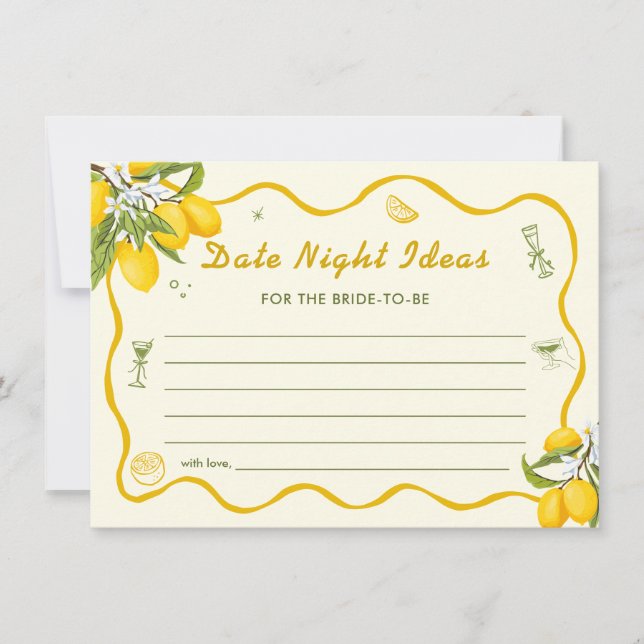 Lemon Brautparty Date Night Ideas Karten (Vorderseite)