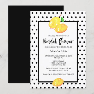 Lemon Brautparty Hand Lettering Polka Dots Einladung