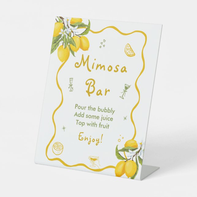 Lemon Brautparty Mimosa Bar Sockelschild (Vorderseite)