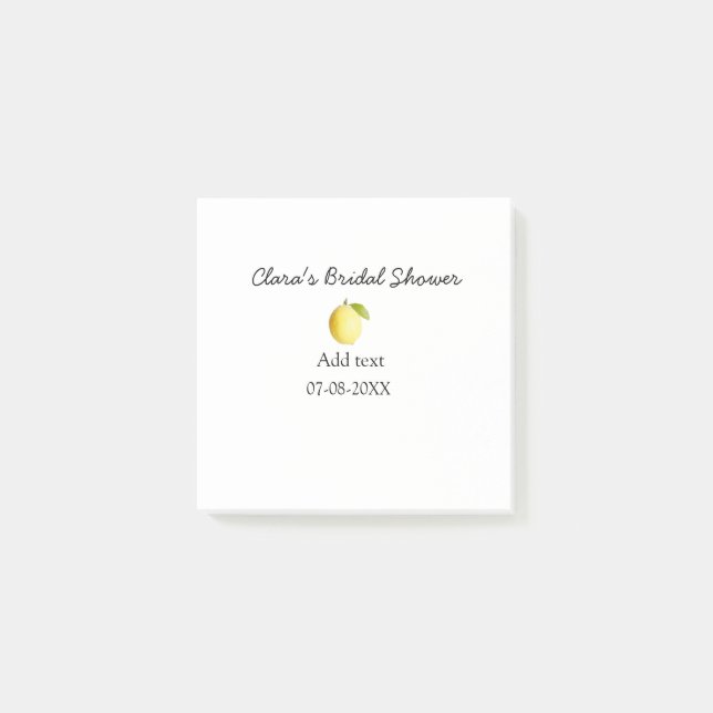 Lemon Brautparty modern schlicht und rustikal b Post-it Klebezettel (Vorderseite)