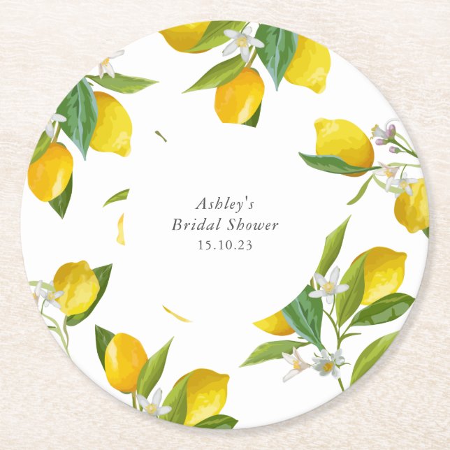 Lemon Brautparty  Runder Pappuntersetzer (Vorderseite)