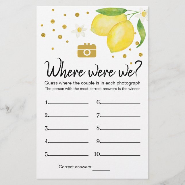 Lemon Brautparty wo wir Spielkarte waren Flyer (Vorne)
