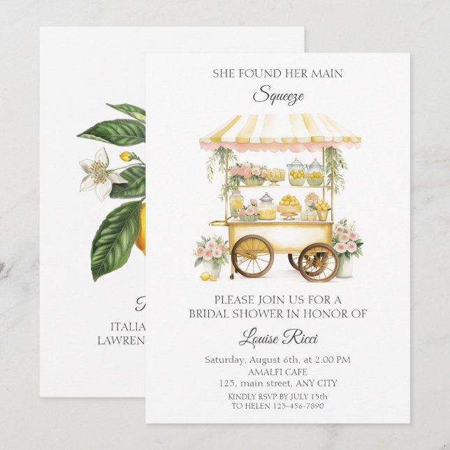 Lemon Bridal Dusche Einladung (Vorne/Hinten)
