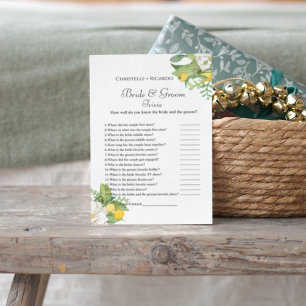 Lemon brie & groom trivia Brautparty Card
