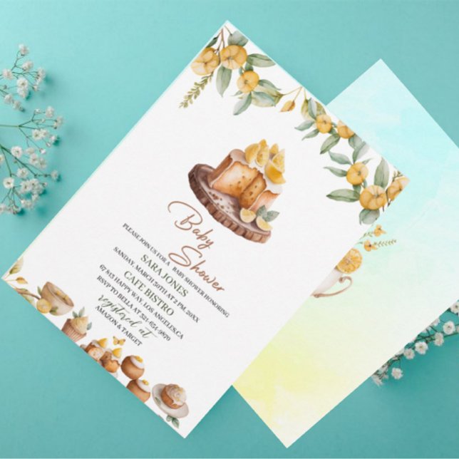 Lemon Cakes Watercolor Babydusche Einladung (Von Creator hochgeladen)