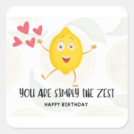 Lemon Cartoon Frucht Happy Birthday Funny Birthday Quadratischer Aufkleber