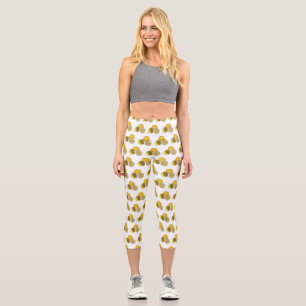 Lemon Cartoon Illustration Capri Leggings
