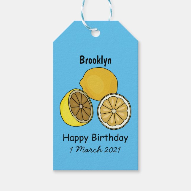 Lemon Cartoon Illustration Geschenkanhänger (Vorderseite)