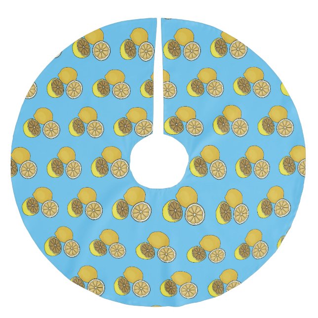 Lemon Cartoon Illustration Polyester Weihnachtsbaumdecke (Vorderseite)
