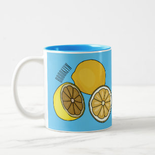 Lemon Cartoon Illustration Zweifarbige Tasse