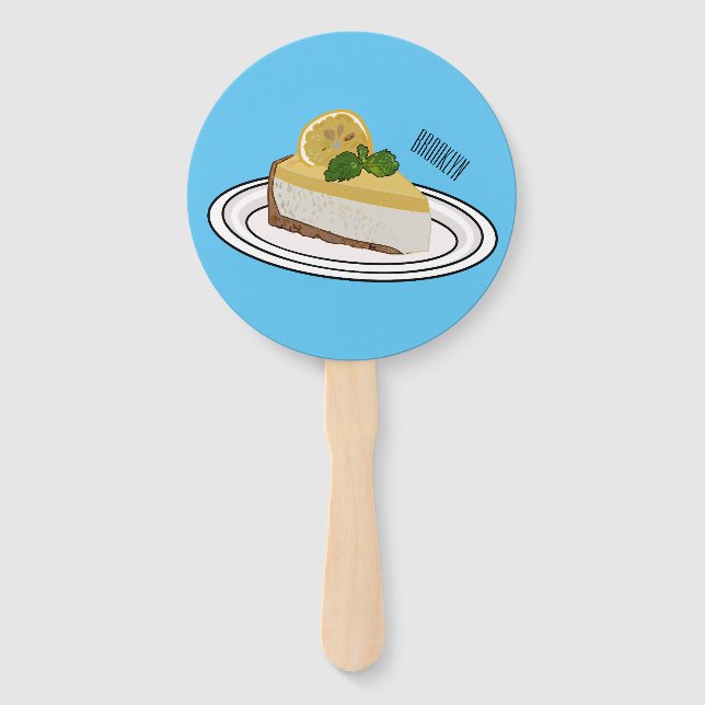 Lemon cheesecake Cartoon Illustration Fächer (Vorderseite)