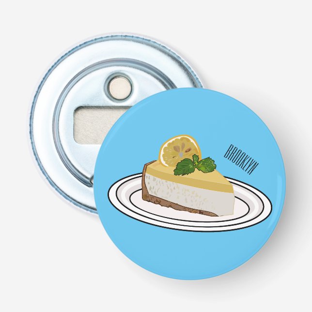 Lemon cheesecake Cartoon Illustration Flaschenöffner (Vorderseite)