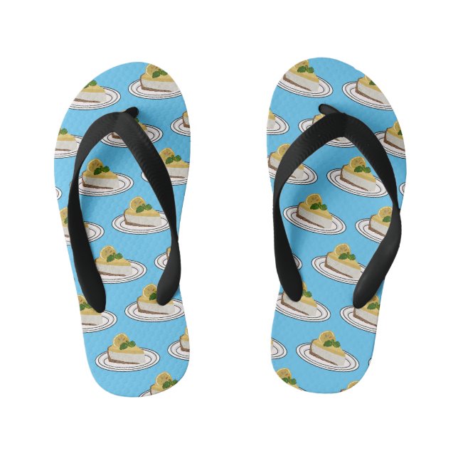 Lemon cheesecake Cartoon Illustration Kinderbadesandalen (Fußbett)